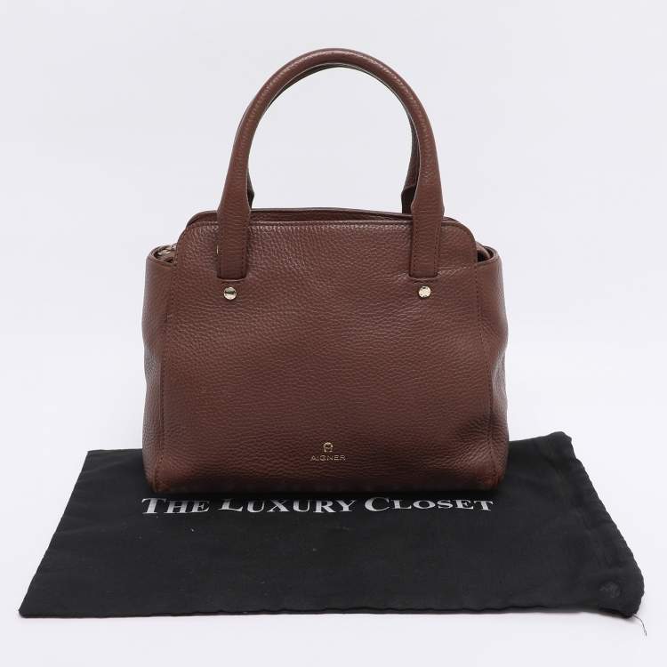 Pre Owned Aigner Brown Leather Satchel