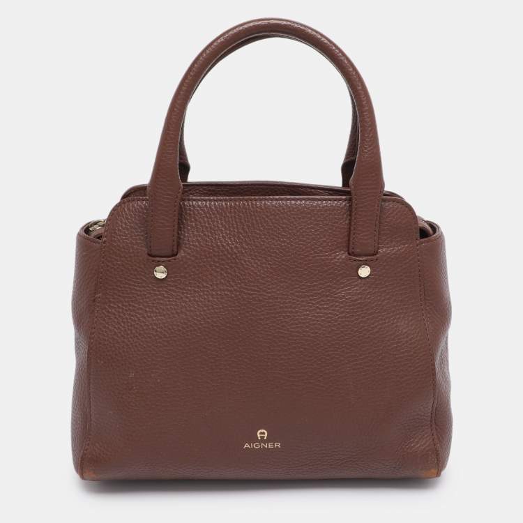 Pre Owned Aigner Brown Leather Satchel