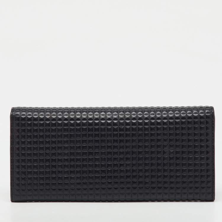 Pre Owned Aigner Black Leather Flap Continental Wallet