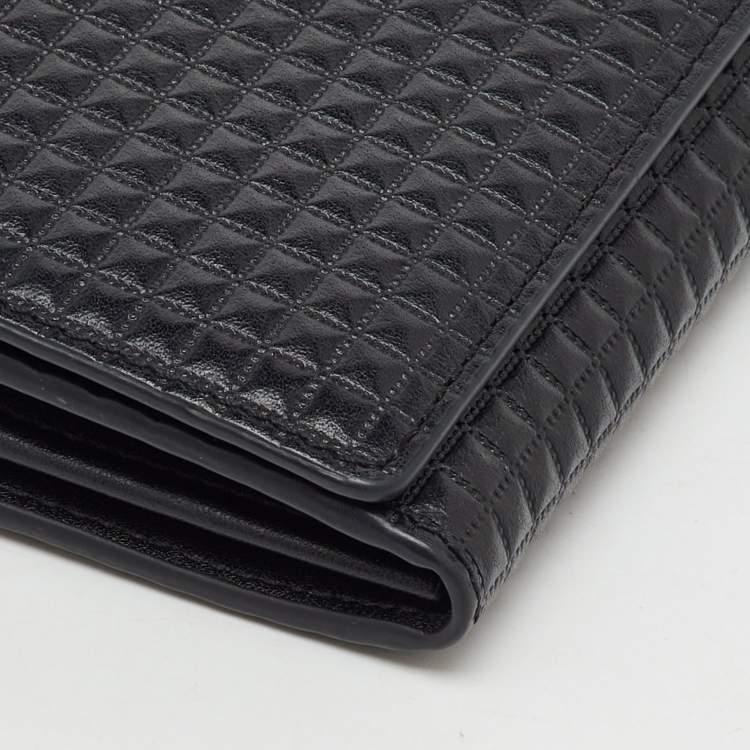 Pre Owned Aigner Black Leather Flap Continental Wallet