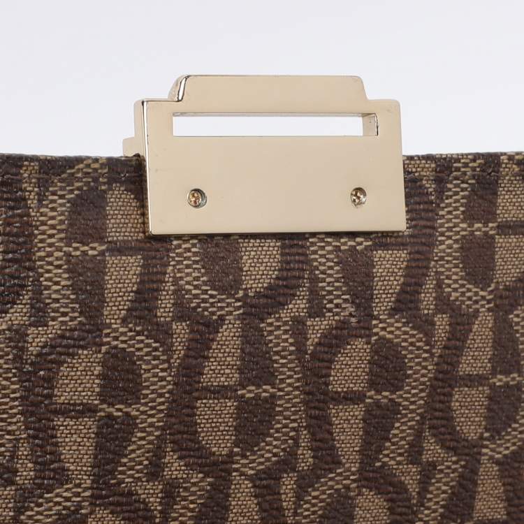 Pre Owned Aigner Beige/Brown Coated Canvas Crossbody Bag