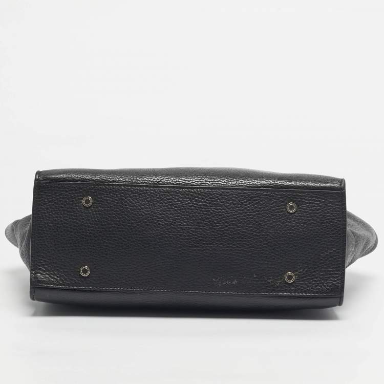 Pre Owned Aigner Black Leather Charm Chain Tote