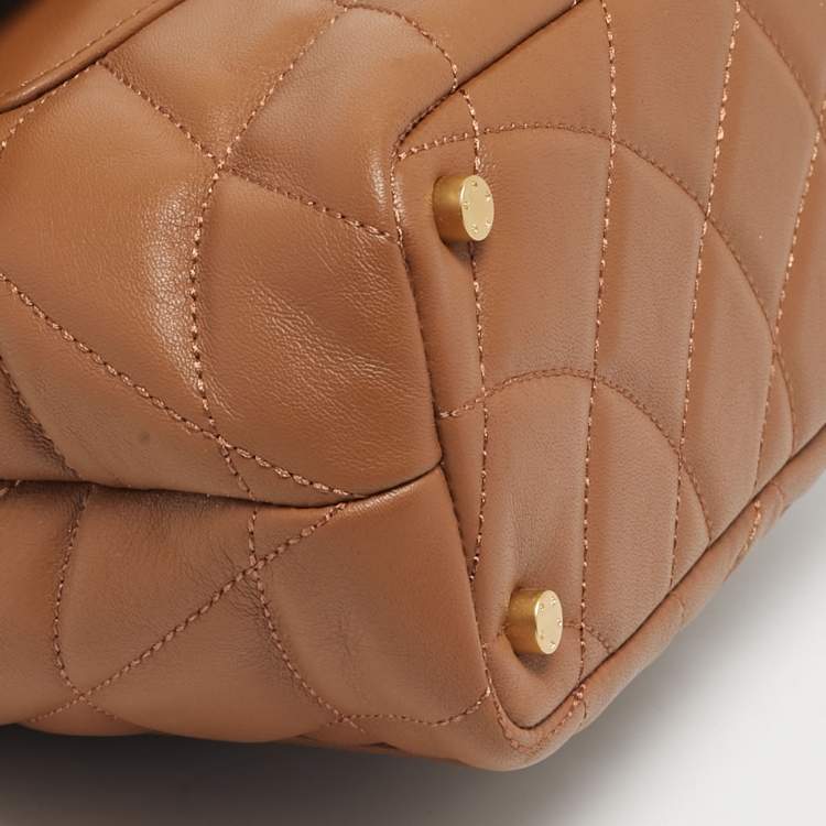 Pre Owned Aigner Brown Quilted Leather Maggie Top Handle Bag