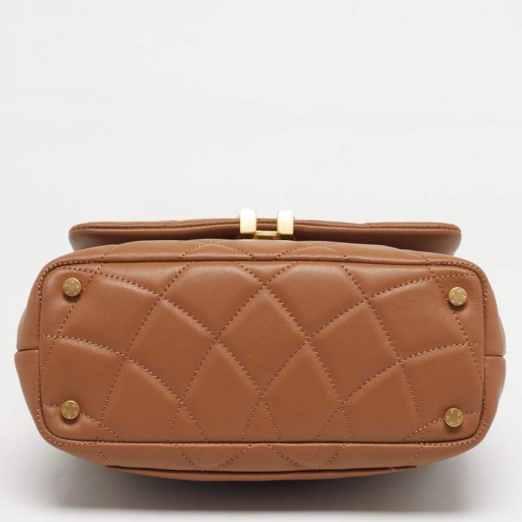 Pre Owned Aigner Brown Quilted Leather Maggie Top Handle Bag