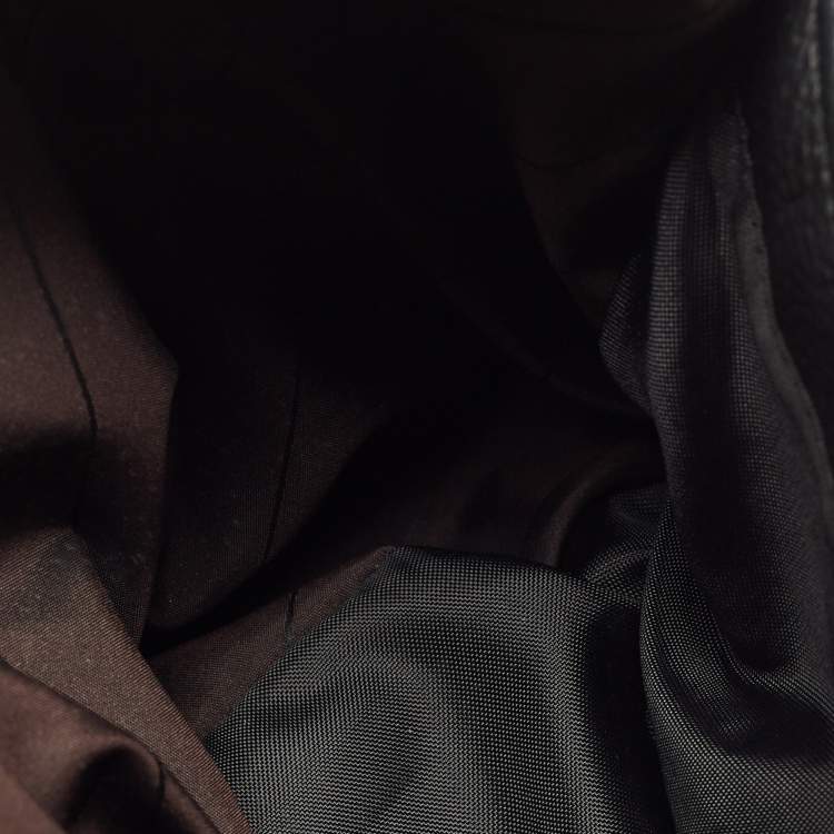 Pre Owned Aigner Dark Brown/Black Monogram Leather and Nylon Messenger Bag