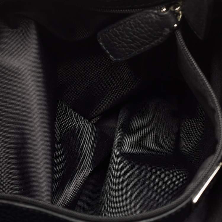 Pre Owned Aigner Dark Brown/Black Monogram Leather and Nylon Messenger Bag