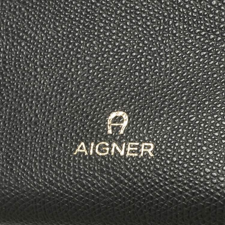 Pre Owned Aigner Black Leather Philippa Shopper Tote