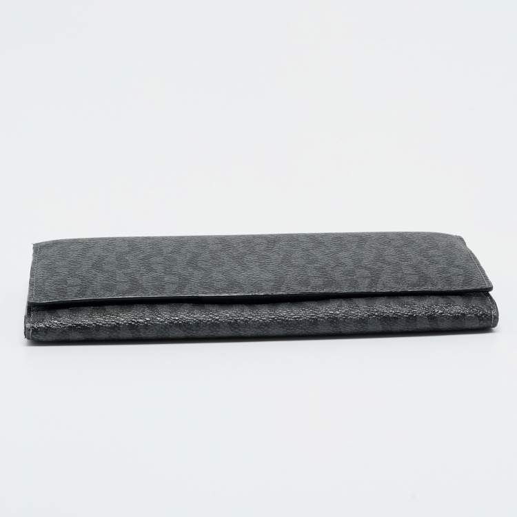 Pre Owned Aigner Black Signature Coated Canvas Flap Continental Wallet