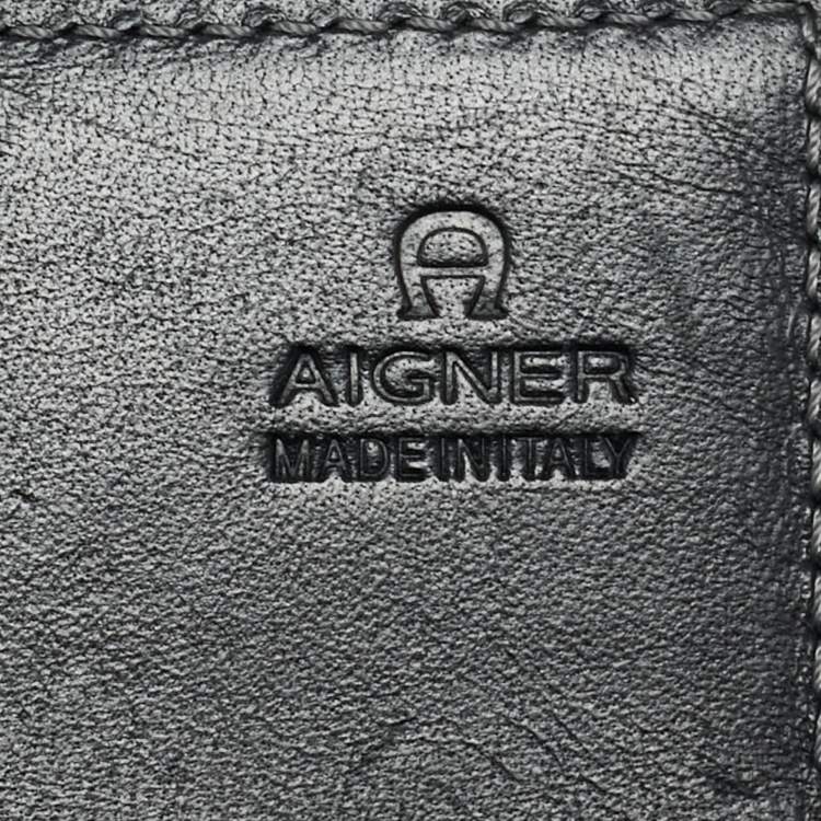 Pre Owned Aigner Black Signature Coated Canvas Flap Continental Wallet