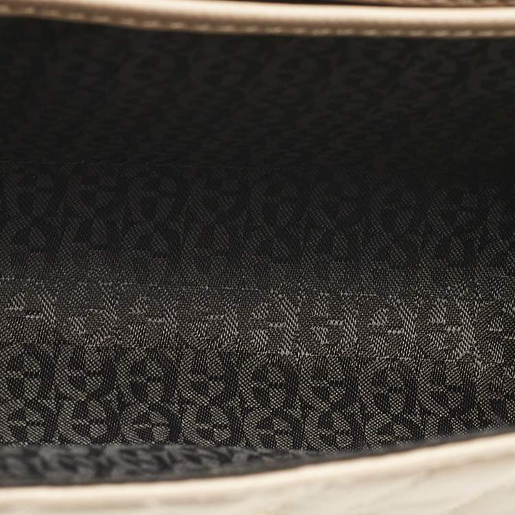 Pre Owned Aigner Beige Logo Embossed Leather Genoveva Belt Bag