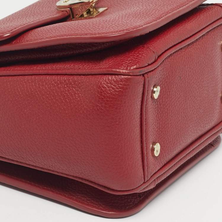 Pre Owned Aigner Red Leather Genoveva Top Handle Bag
