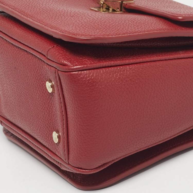 Pre Owned Aigner Red Leather Genoveva Top Handle Bag