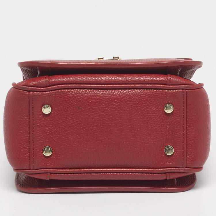 Pre Owned Aigner Red Leather Genoveva Top Handle Bag