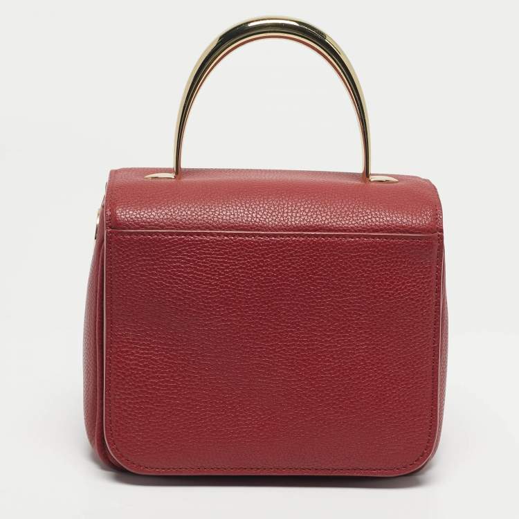 Pre Owned Aigner Red Leather Genoveva Top Handle Bag