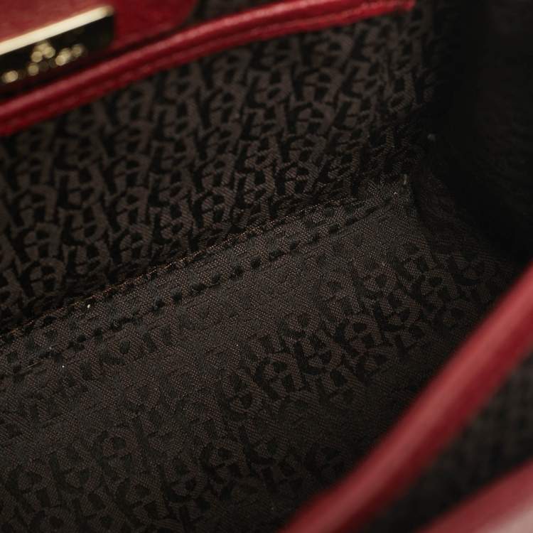 Pre Owned Aigner Red Leather Genoveva Top Handle Bag