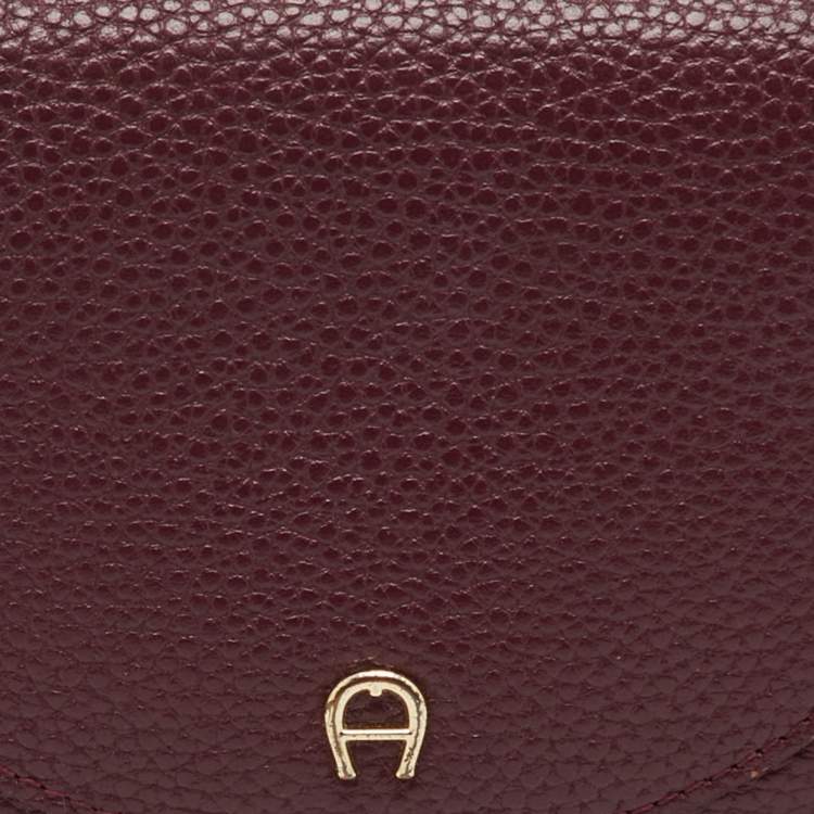 Pre Owned Aigner Burgundy Leather Diadora Compact Wallet
