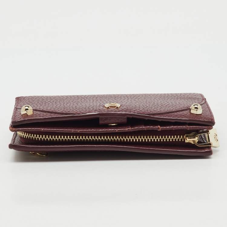 Pre Owned Aigner Burgundy Leather Diadora Compact Wallet