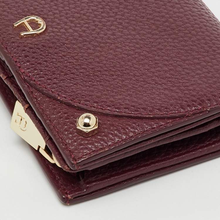 Pre Owned Aigner Burgundy Leather Diadora Compact Wallet