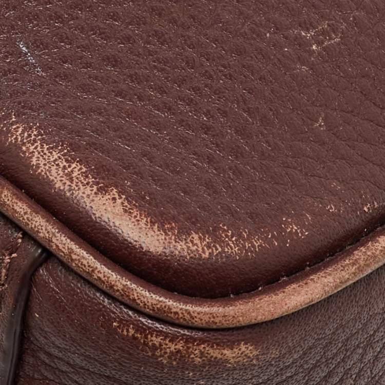 Pre Owned Aigner Burgundy Leather Bombe A Camera Crossbody Bag