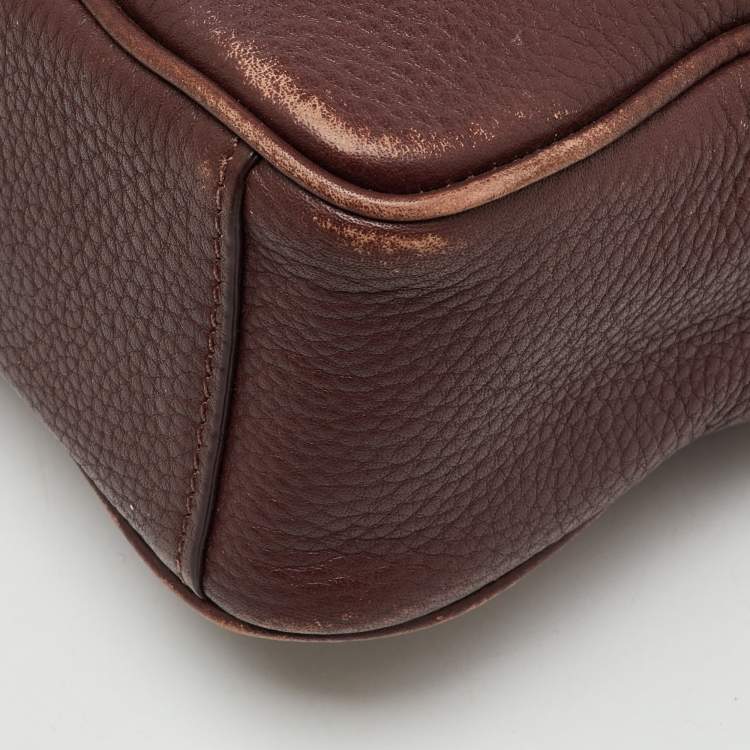 Pre Owned Aigner Burgundy Leather Bombe A Camera Crossbody Bag