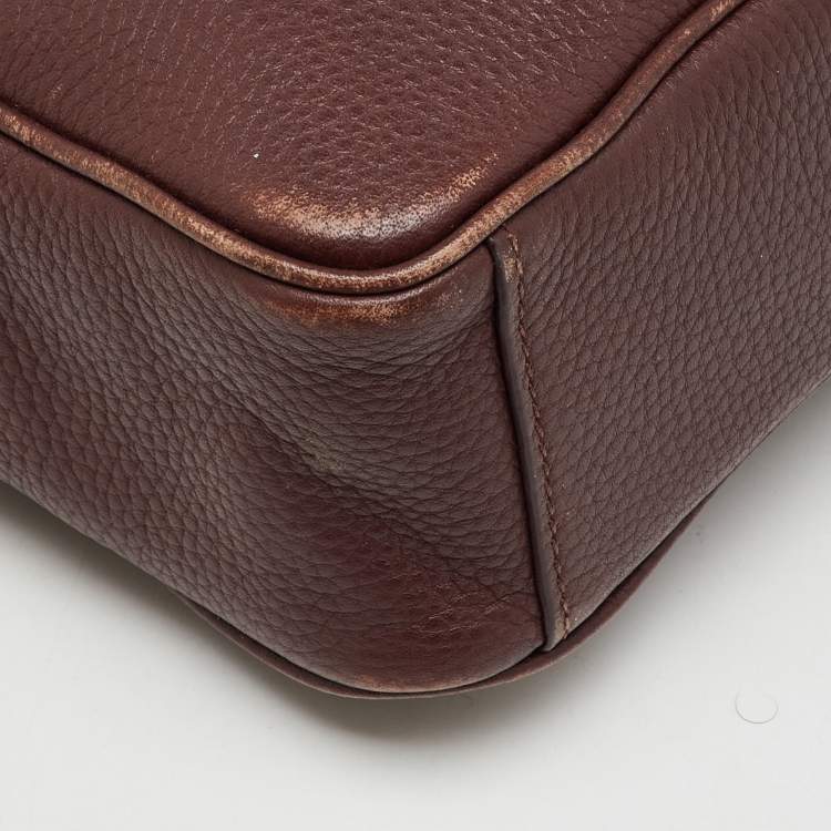 Pre Owned Aigner Burgundy Leather Bombe A Camera Crossbody Bag