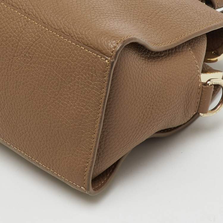 Pre Owned Aigner Brown Leather Zip Satchel