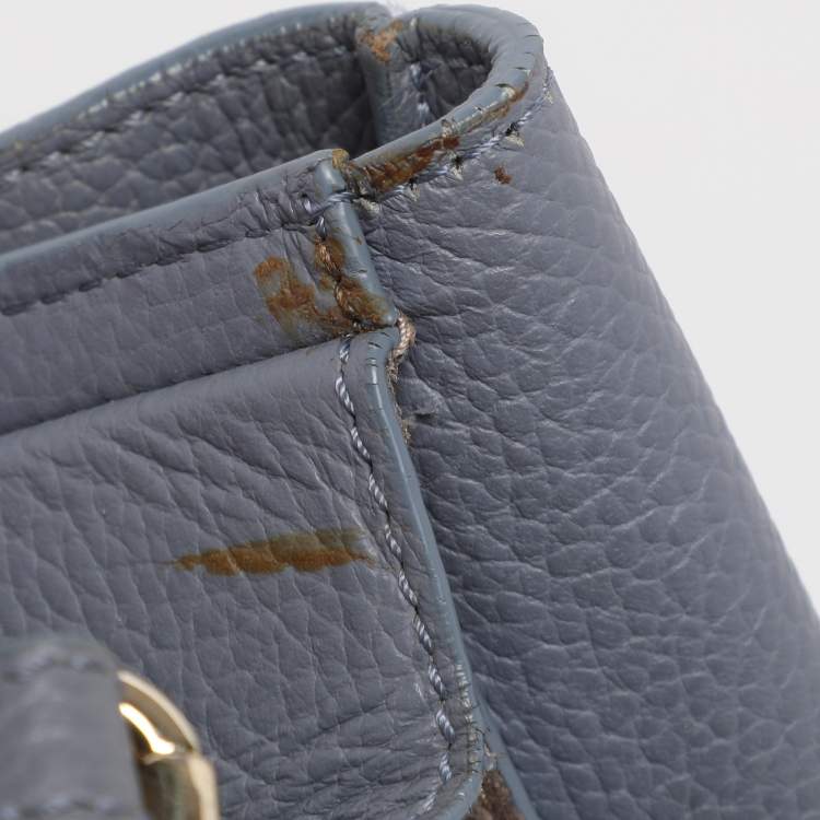 Pre Owned Aigner Dusty Blue Leather Satchel