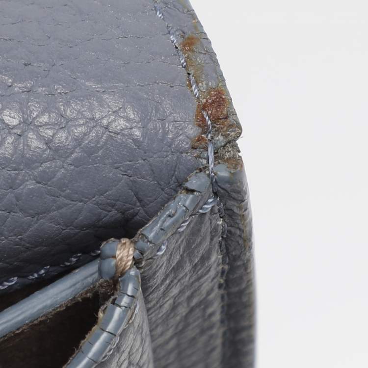 Pre Owned Aigner Dusty Blue Leather Satchel