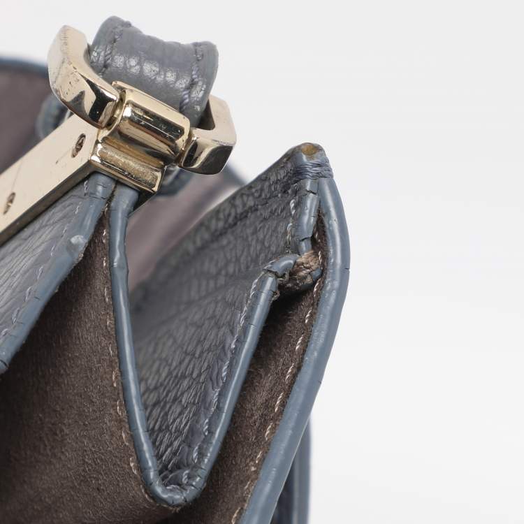 Pre Owned Aigner Dusty Blue Leather Satchel