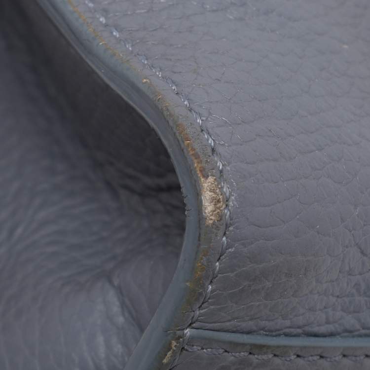 Pre Owned Aigner Dusty Blue Leather Satchel