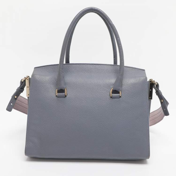 Pre Owned Aigner Dusty Blue Leather Satchel