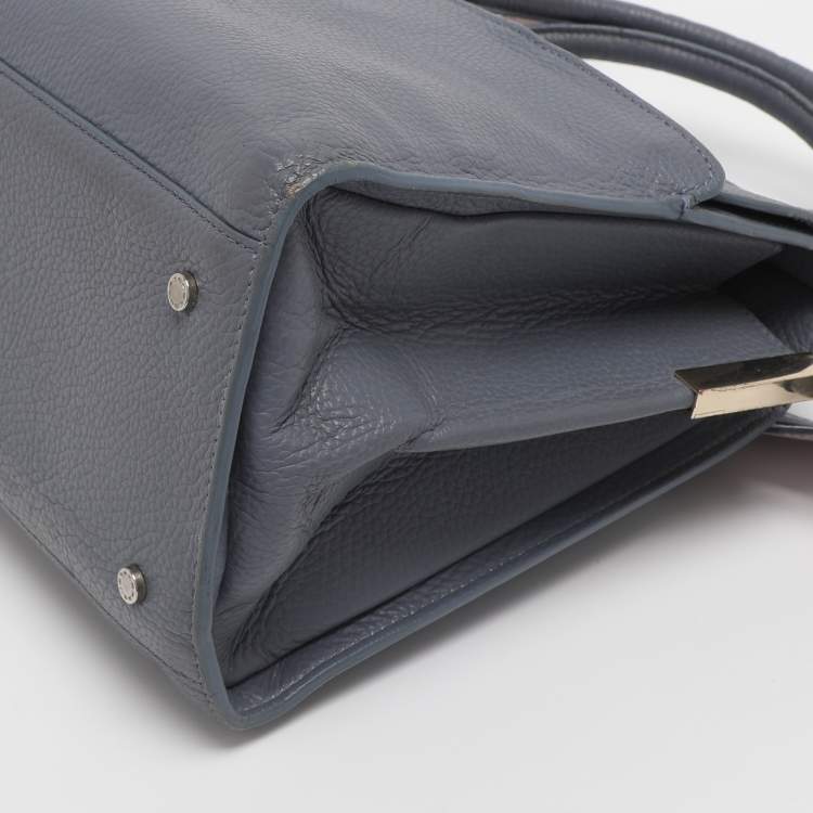 Pre Owned Aigner Dusty Blue Leather Satchel