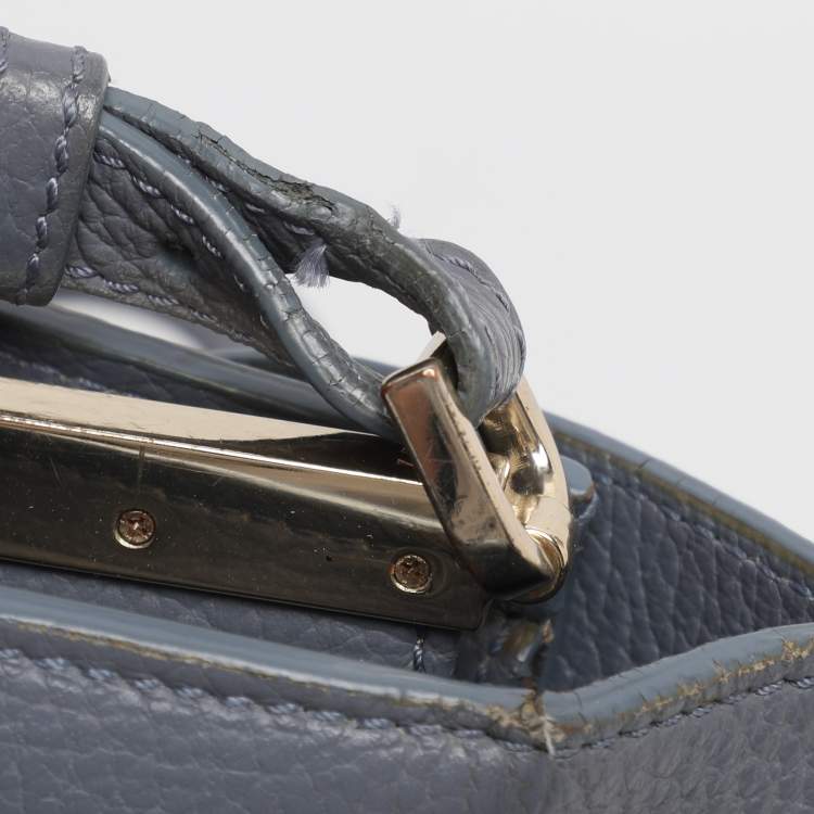 Pre Owned Aigner Dusty Blue Leather Satchel