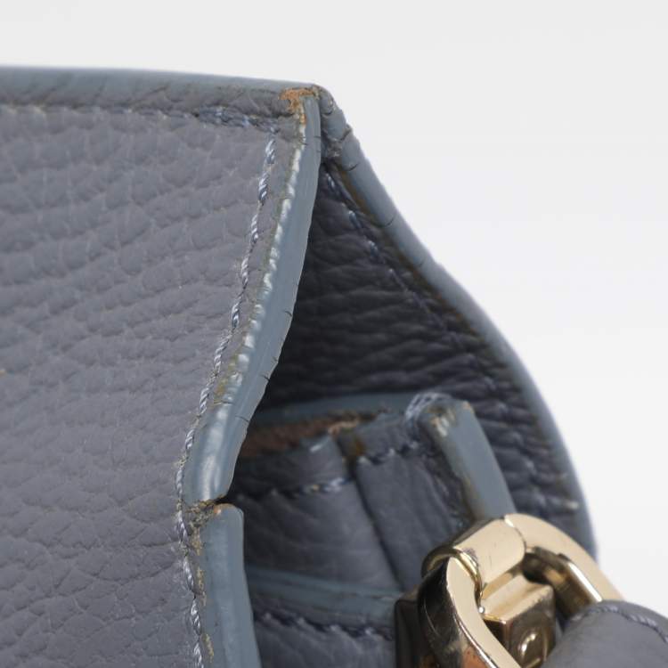 Pre Owned Aigner Dusty Blue Leather Satchel