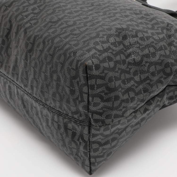 Pre Owned Aigner Black/Grey Signature Coated Canvas Shopper Tote
