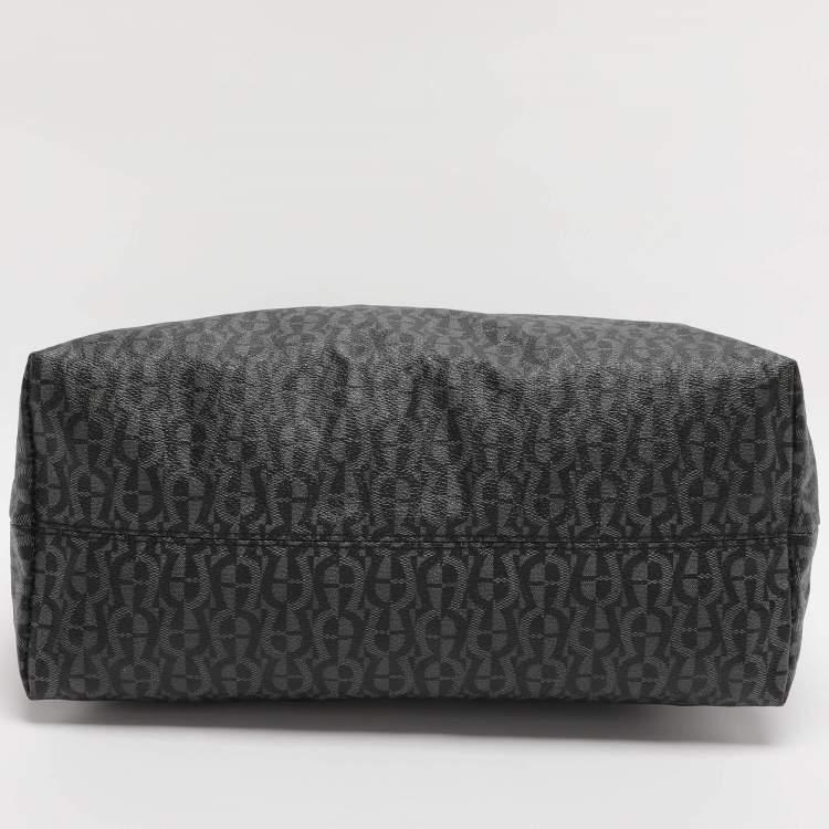 Pre Owned Aigner Black/Grey Signature Coated Canvas Shopper Tote