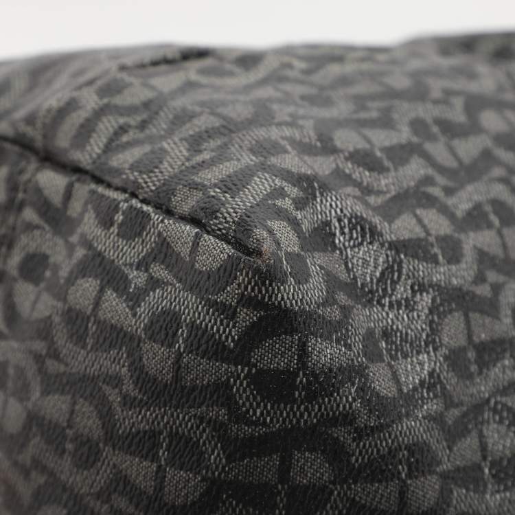 Pre Owned Aigner Black/Grey Signature Coated Canvas Shopper Tote