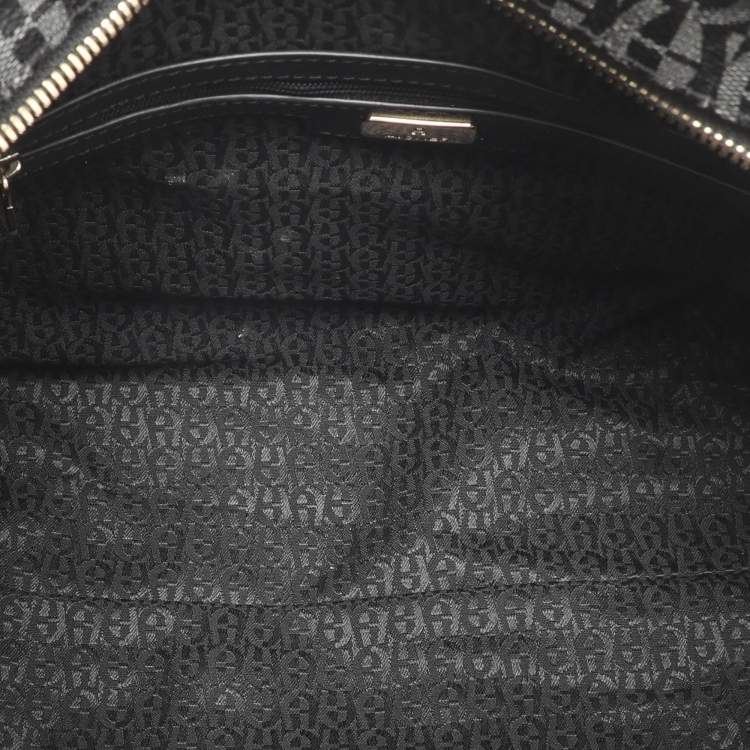 Pre Owned Aigner Black/Grey Signature Coated Canvas Shopper Tote
