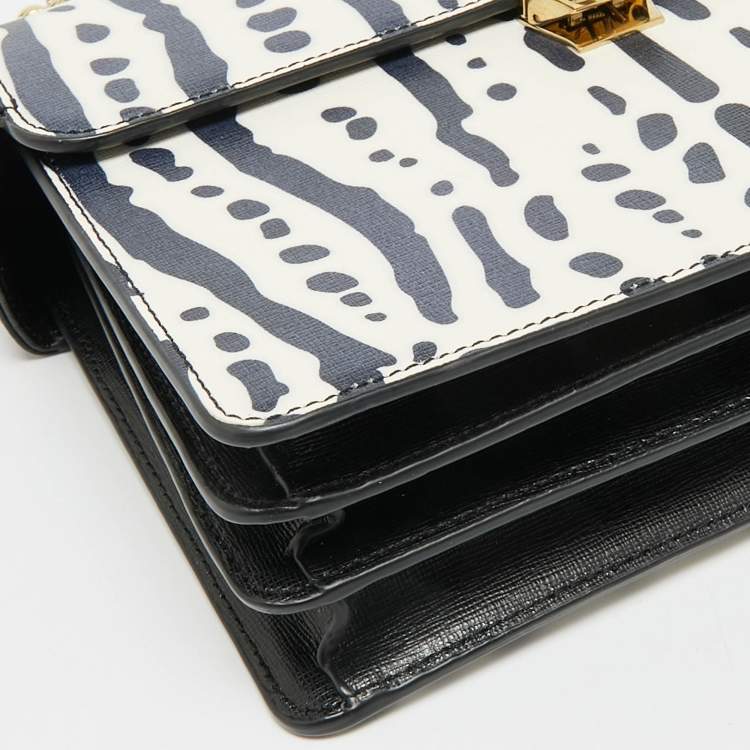 مملوكة مسبقًا Aigner Genoveva Black/White Printed Leather Shoulder Bag