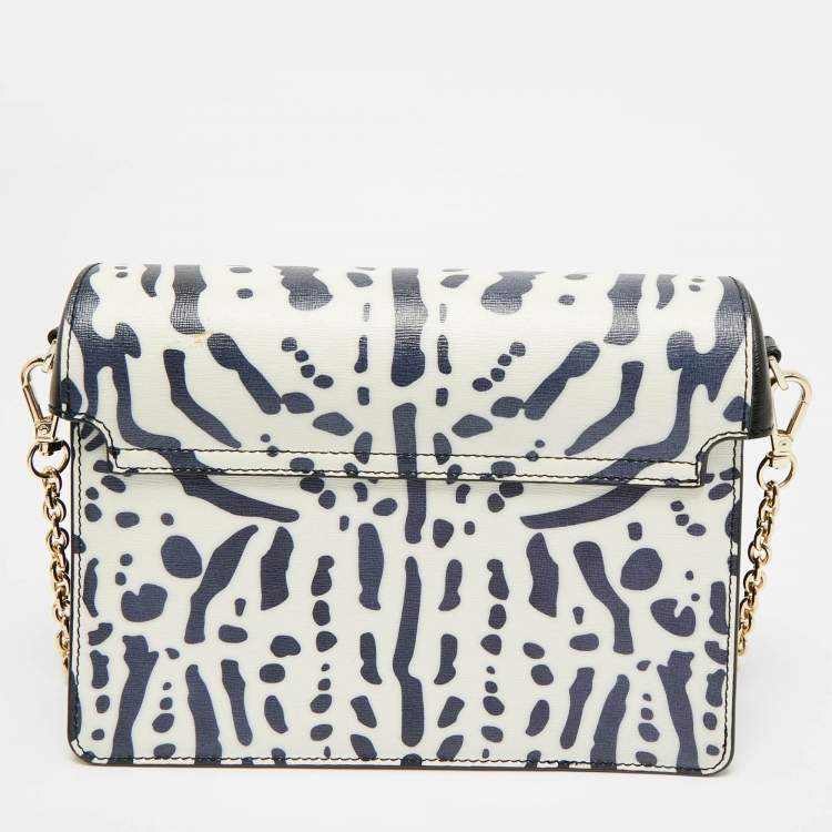 مملوكة مسبقًا Aigner Genoveva Black/White Printed Leather Shoulder Bag