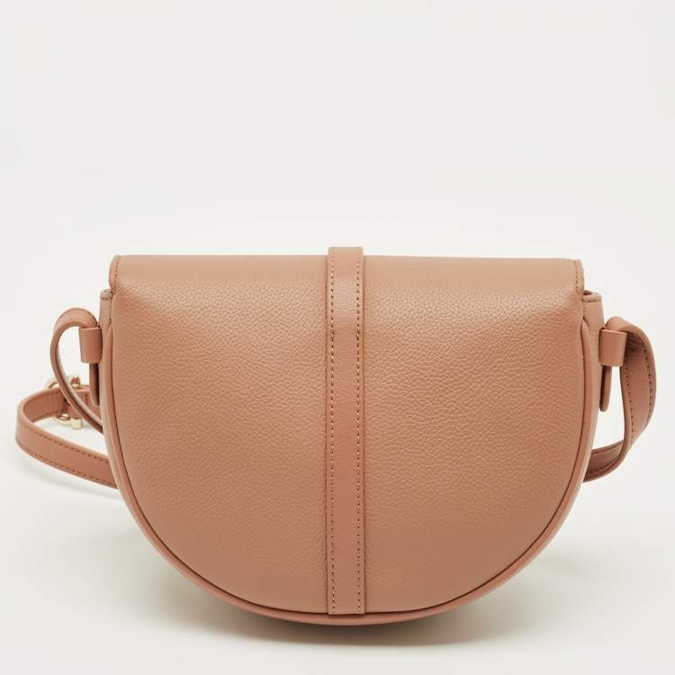 Pre Owned Aigner Adria Rosy Brown Leather Crossbody Bag