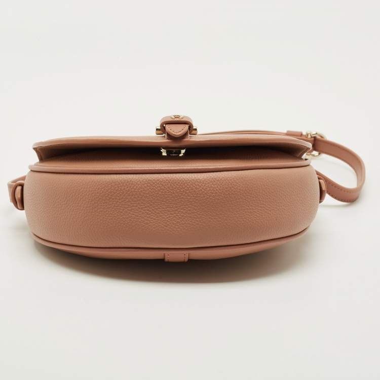 Pre Owned Aigner Adria Rosy Brown Leather Crossbody Bag