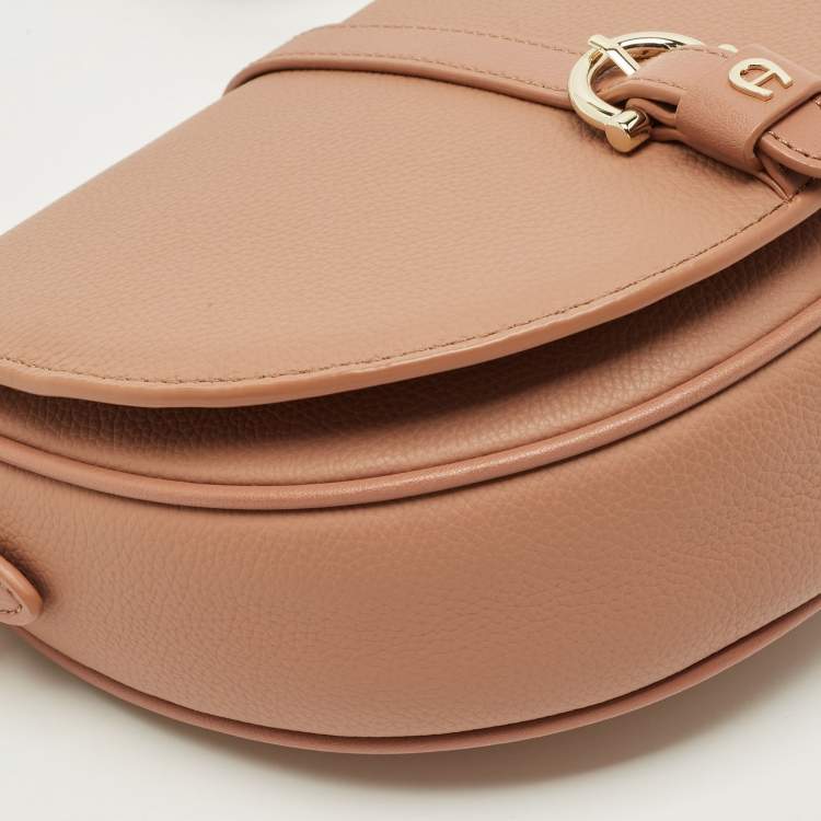 Pre Owned Aigner Adria Rosy Brown Leather Crossbody Bag