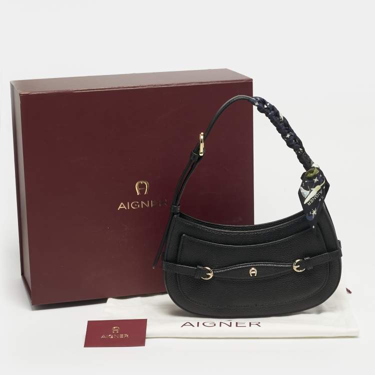 مملوكة مسبقًا Aigner Cavallo Mini Black Leather Shoulder Bag