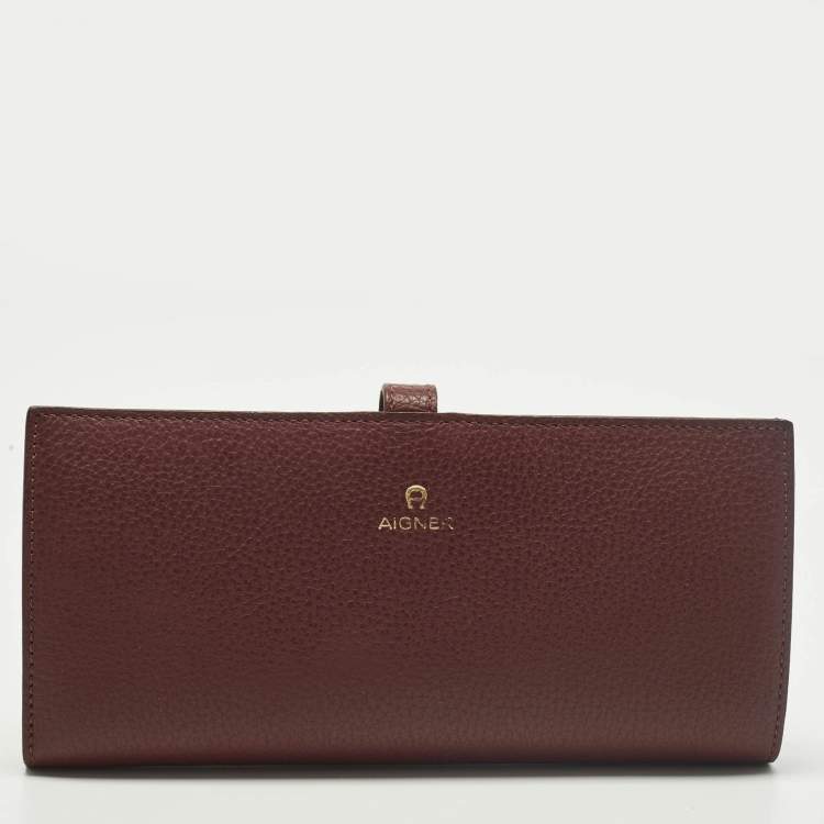 مملوكة مسبقًا Aigner Cybill Banknote and Card Case Cavallo Burgundy Leather Wallet