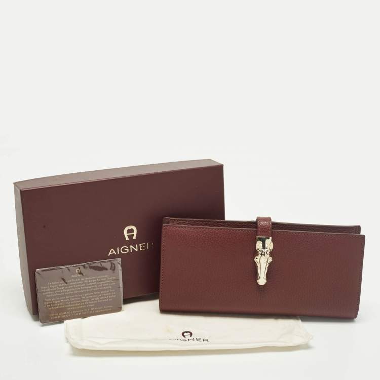 مملوكة مسبقًا Aigner Cybill Banknote and Card Case Cavallo Burgundy Leather Wallet