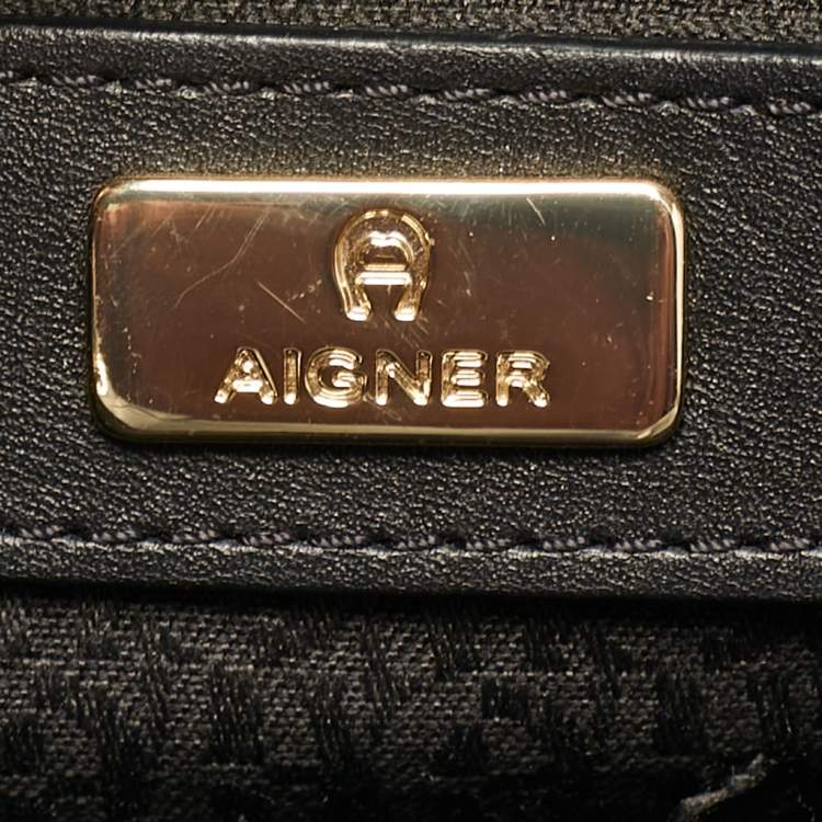 مملوكة مسبقًا Aigner Cavallina Black Leather Tote