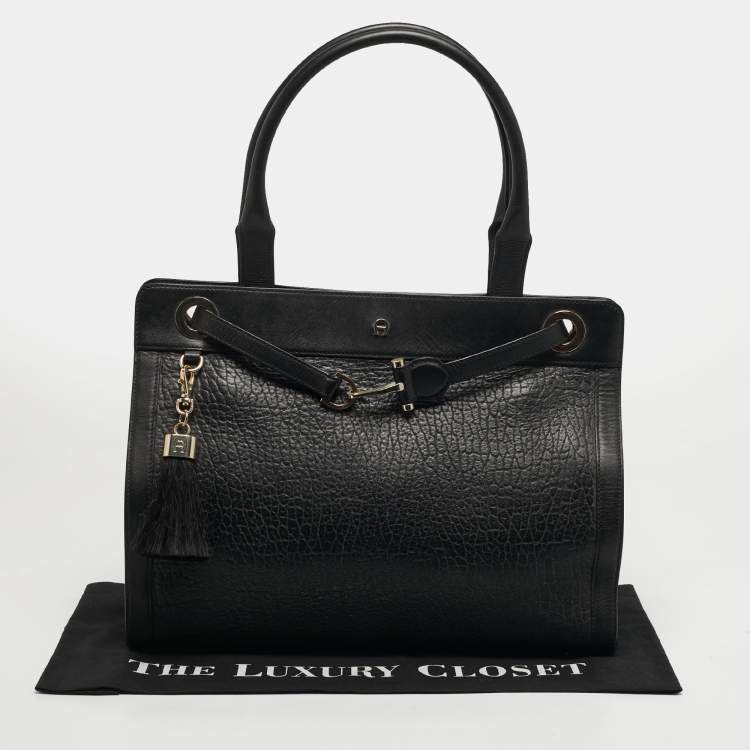 مملوكة مسبقًا Aigner Cavallina Black Leather Tote