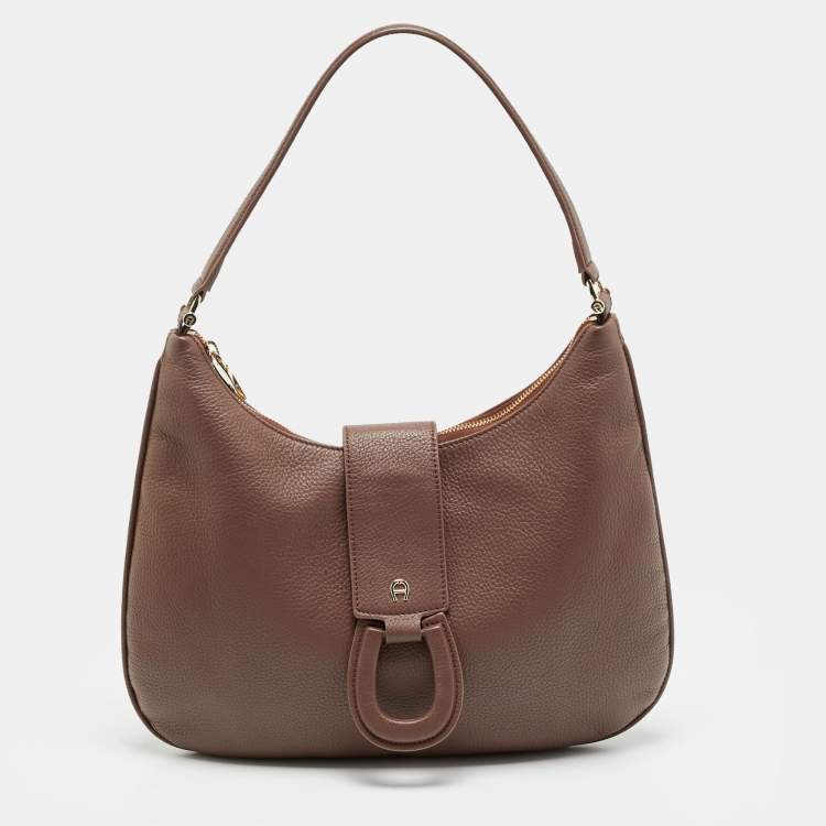 Pre Owned Aigner Selena Brown Leather Hobo