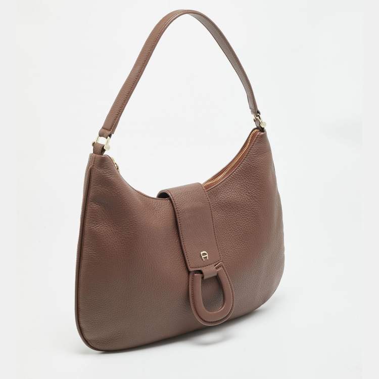 Pre Owned Aigner Selena Brown Leather Hobo